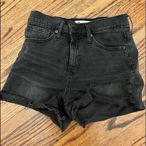 Madewell black denim high rise shorts